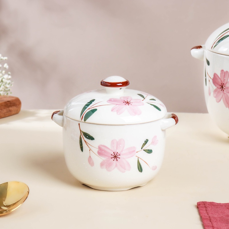 Sakura White Soup Pot Small