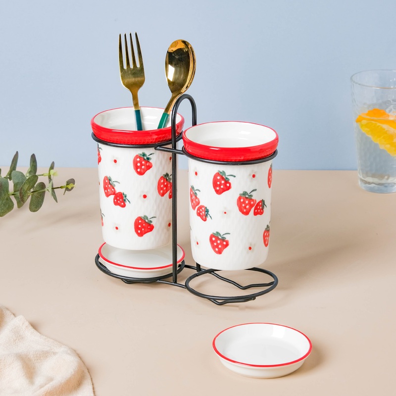 Strawberry Print Chopstick Holder Set of 2