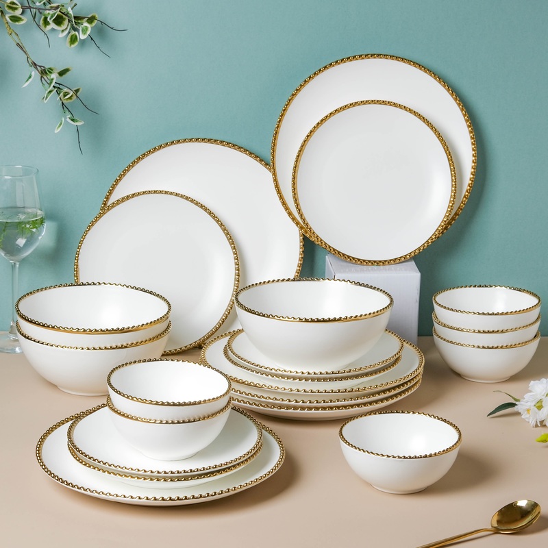 White Elysian 21 Piece Dinner Set For 6