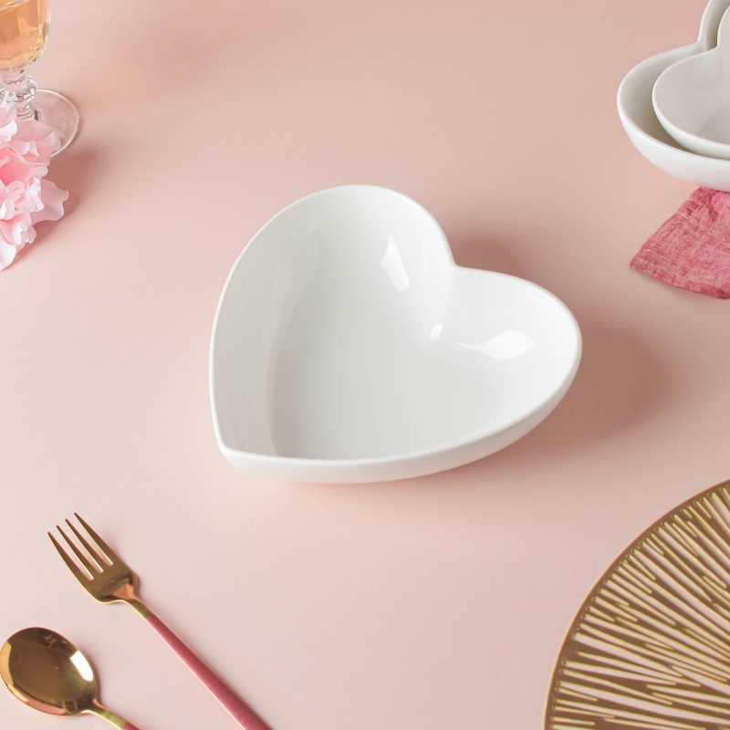 White Heart Serving Bowl