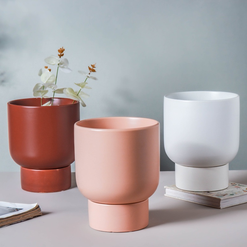 Glazed Flower Planter With Stand