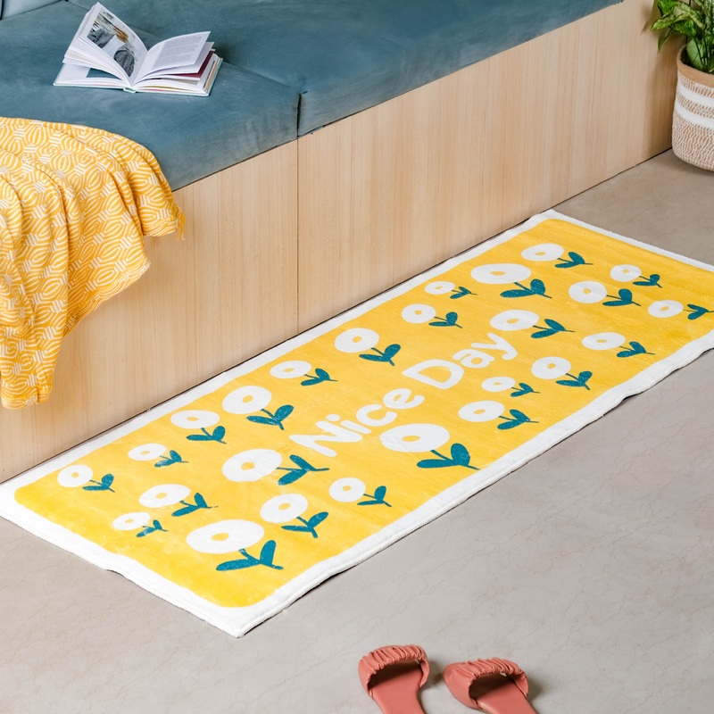 Yellow Bedside Runner Rug Small