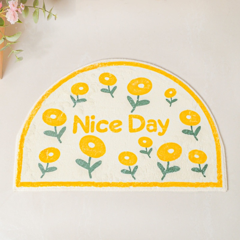 Yellow Flowers Semicircle Rug
