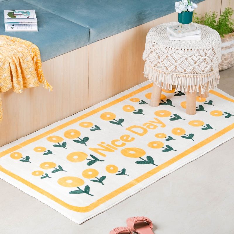 Yellow White Carpet Runner Large