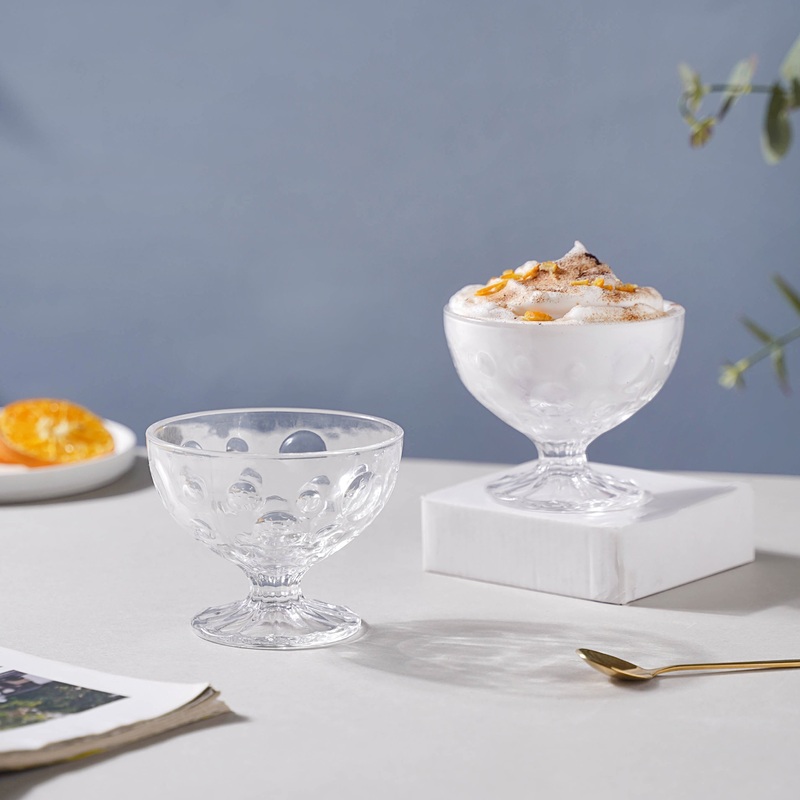 Dotty Glass Ice Cream Bowl Set of 2