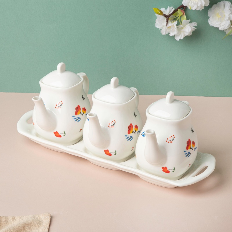 Floral Condiment Kettle Set Of 3