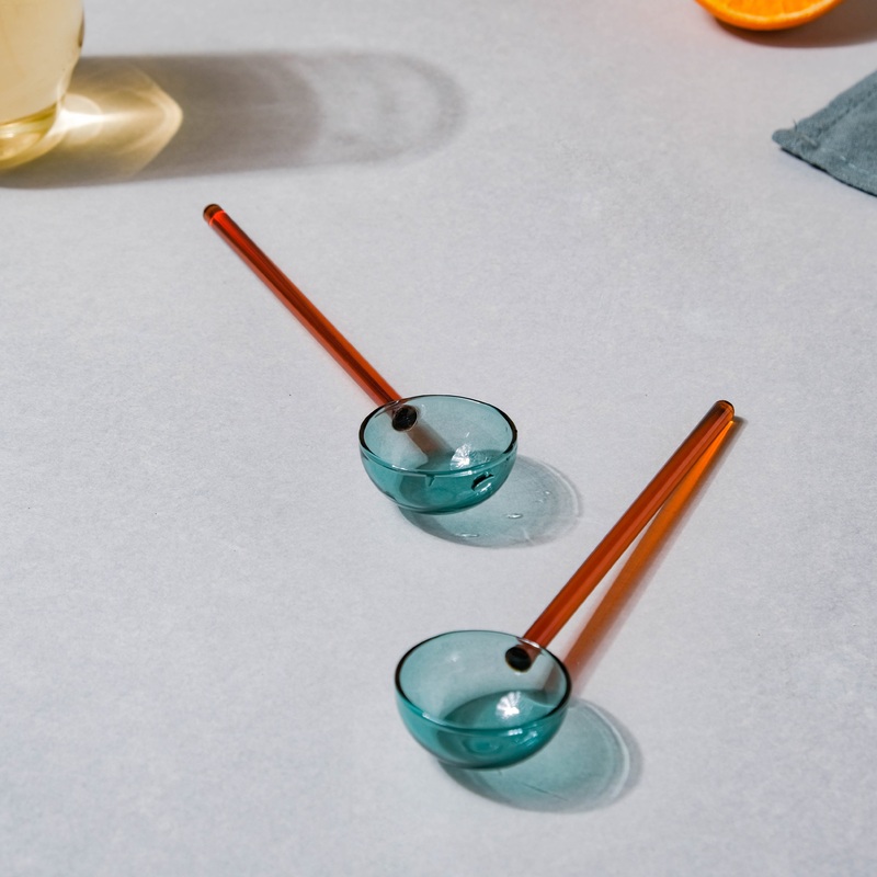 Glass Scoop Spoon Set of 2 Brown