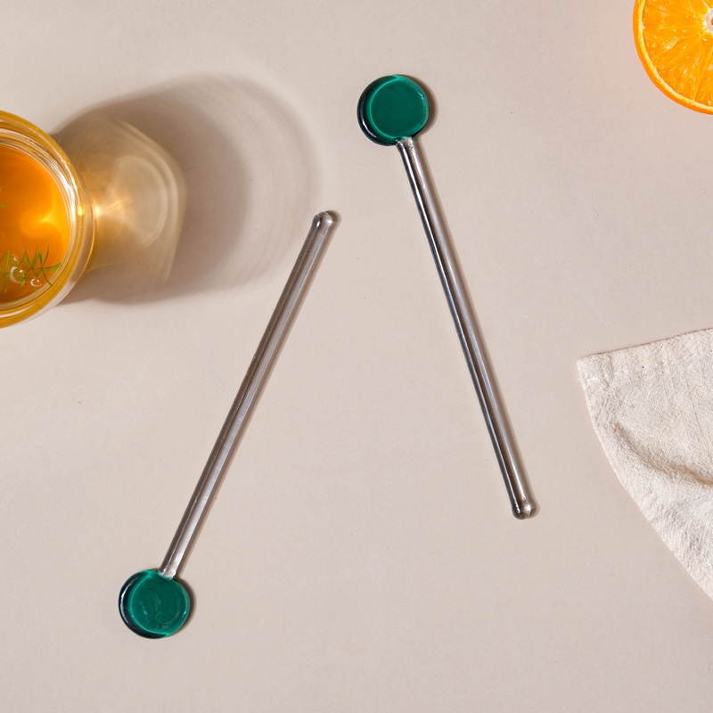 Glass Stirrer Set of 2 Emerald