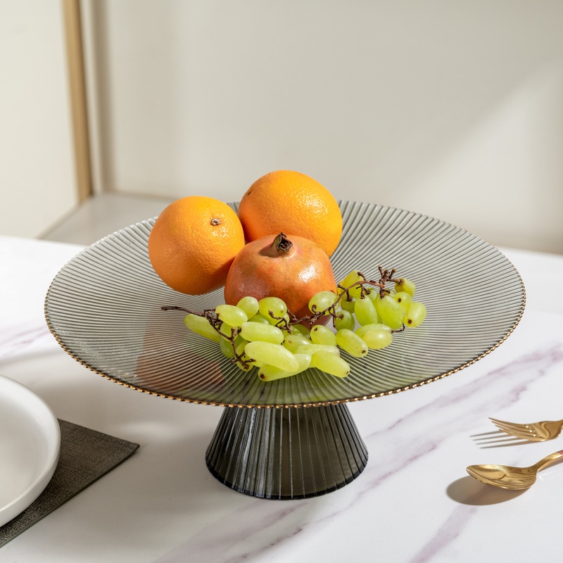 Grey Glass Cake Stand 13 inch