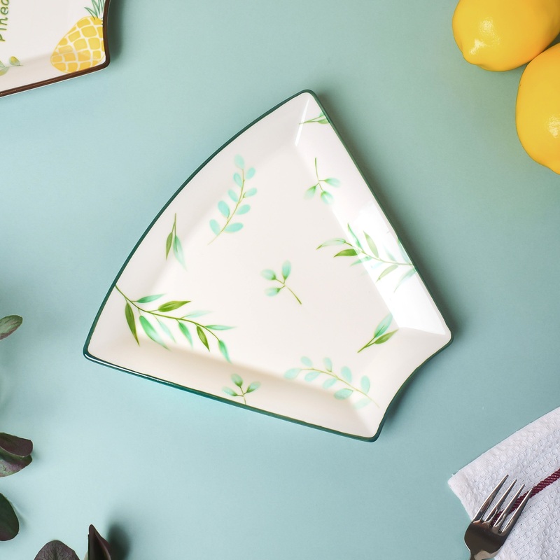 Leafy Ceramic Snack Plate 8 Inch