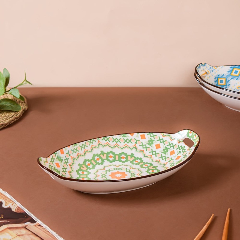 Mandala Green Criss-Cross Baking Plate With Handle