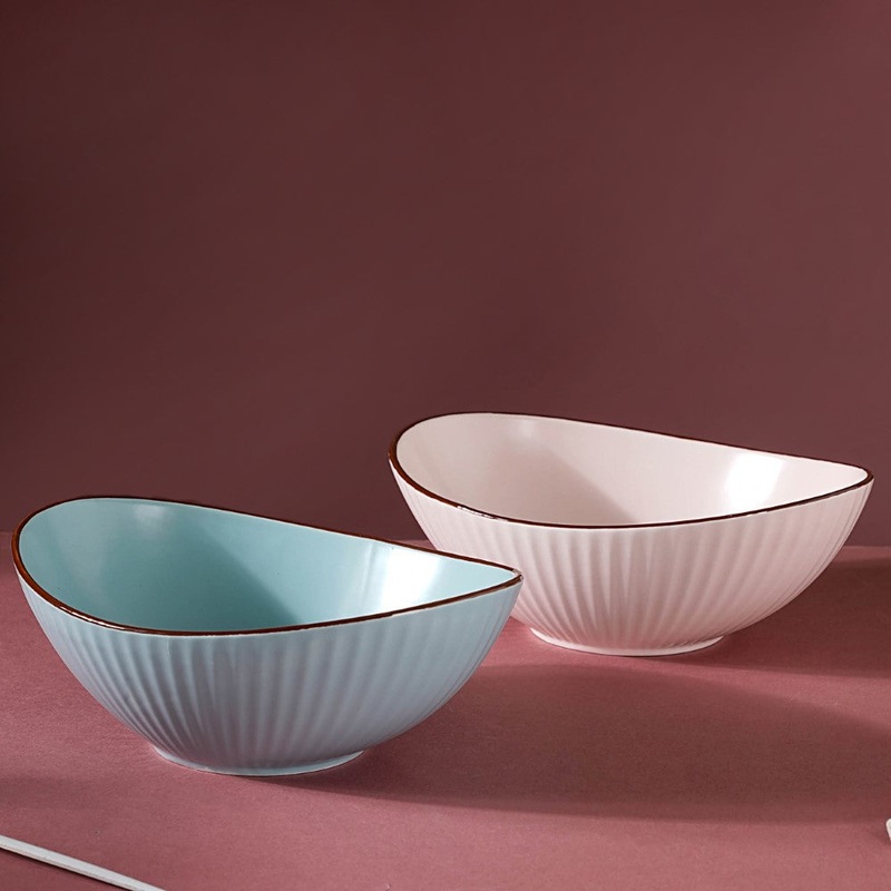 Pastel Ribbed Boat Serving Bowl
