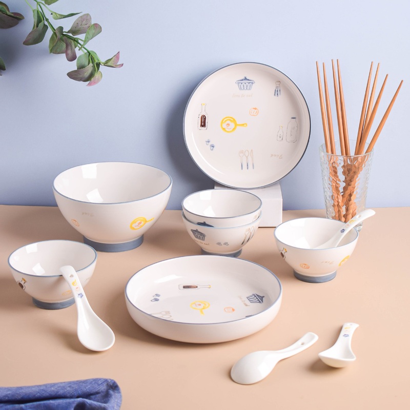 Patterned Soup Bowl Set For 4
