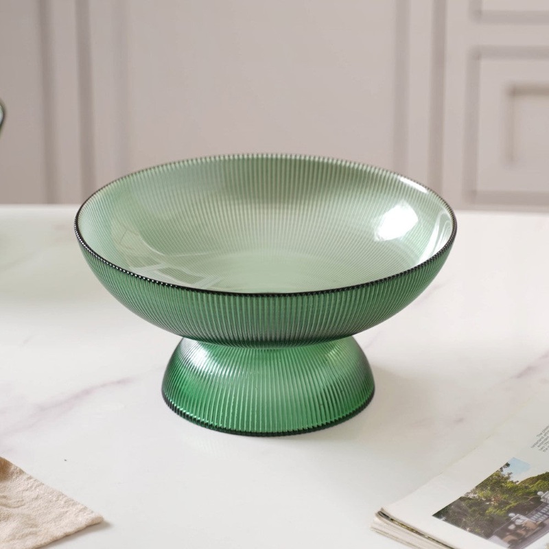 Ribbed Emerald Fruit Bowl Large