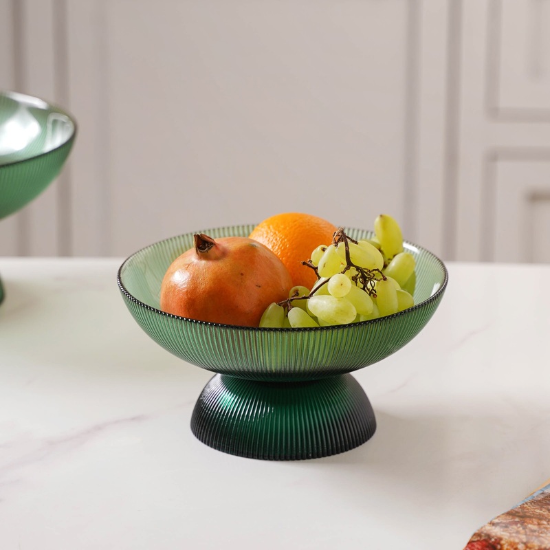 Ribbed Emerald Fruit Bowl Small