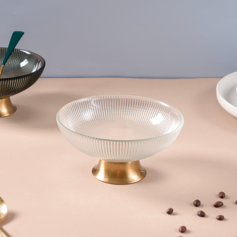 Ribbed Glass Decorative Bowl