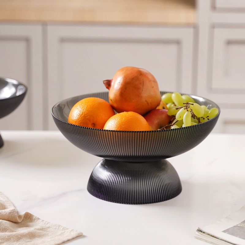 Ribbed Grey Fruit Bowl Large