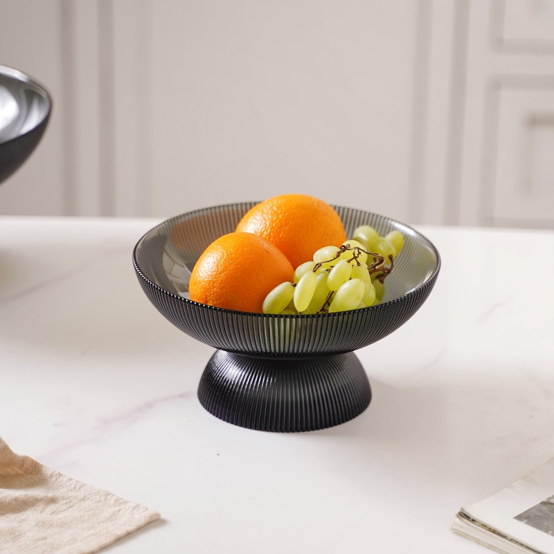 Ribbed Grey Fruit Bowl Small