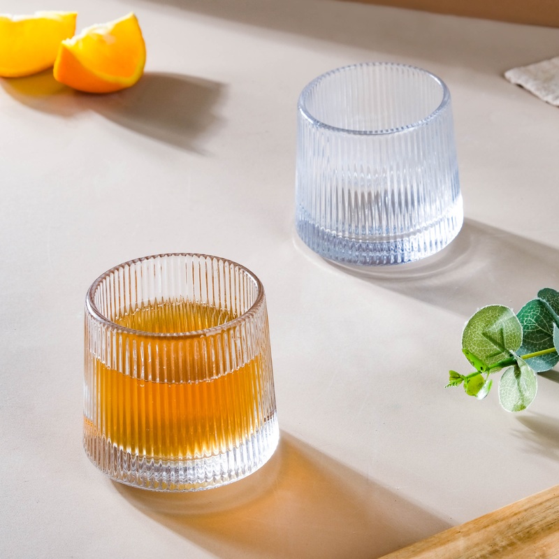 Rotating Ribbed Glass Set of 2
