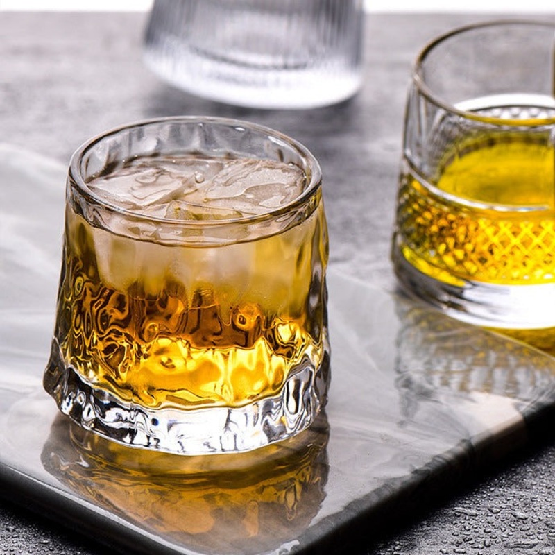 Rotating Rocks Glass for Drinks Set of 2