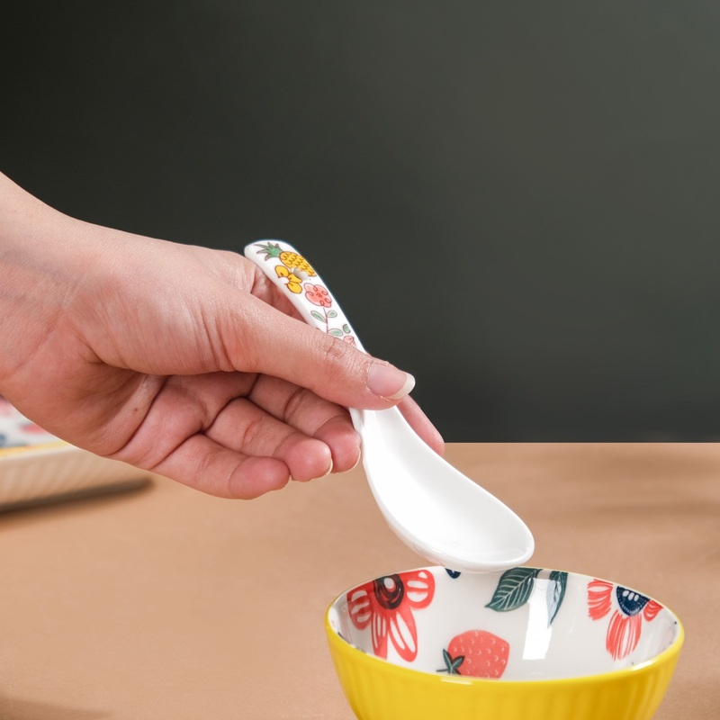 Spring Floral Ceramic Soup Spoon