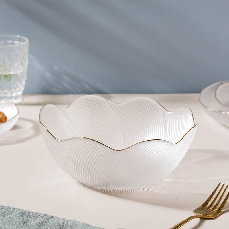 Wavy Glass Serving Bowl