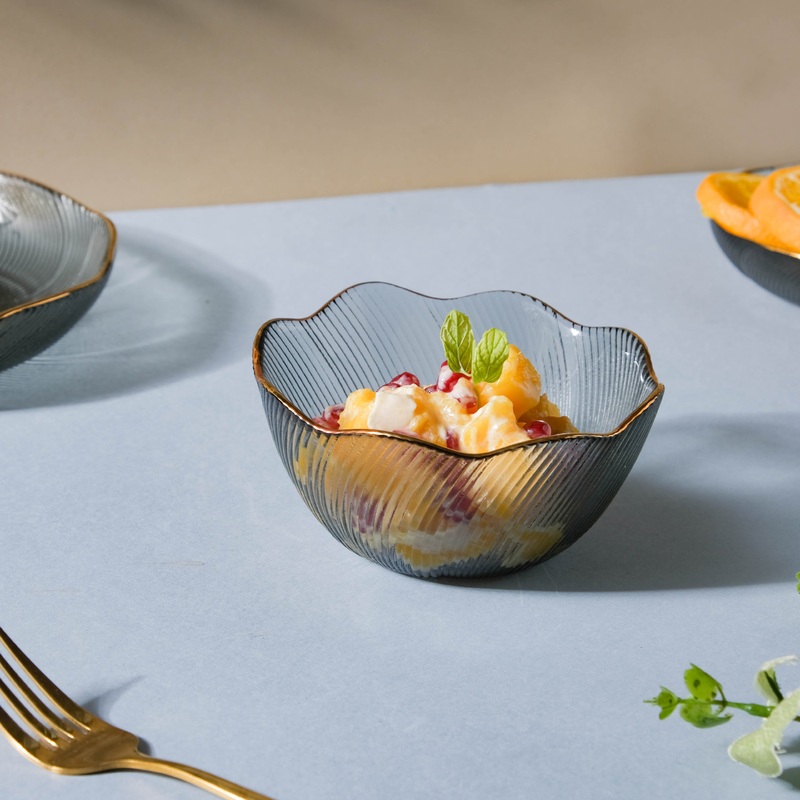 Wavy Glass Side Bowl Grey