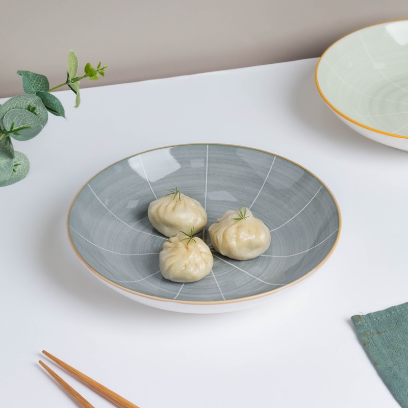 Willow Dark Grey Ceramic Pasta Plate 8 inch