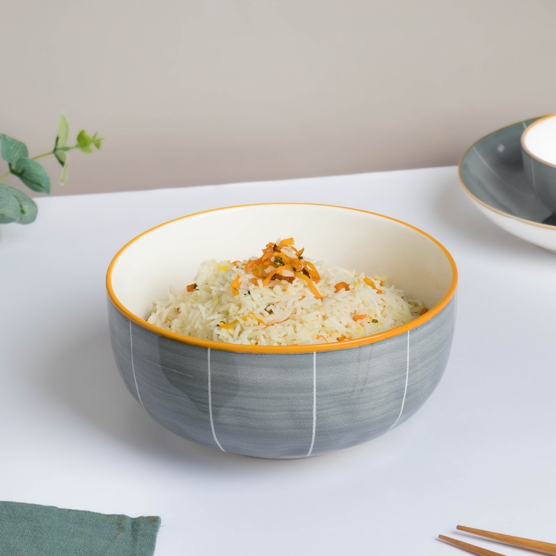 Willow Dark Grey Ceramic Serving Bowl 8 inch