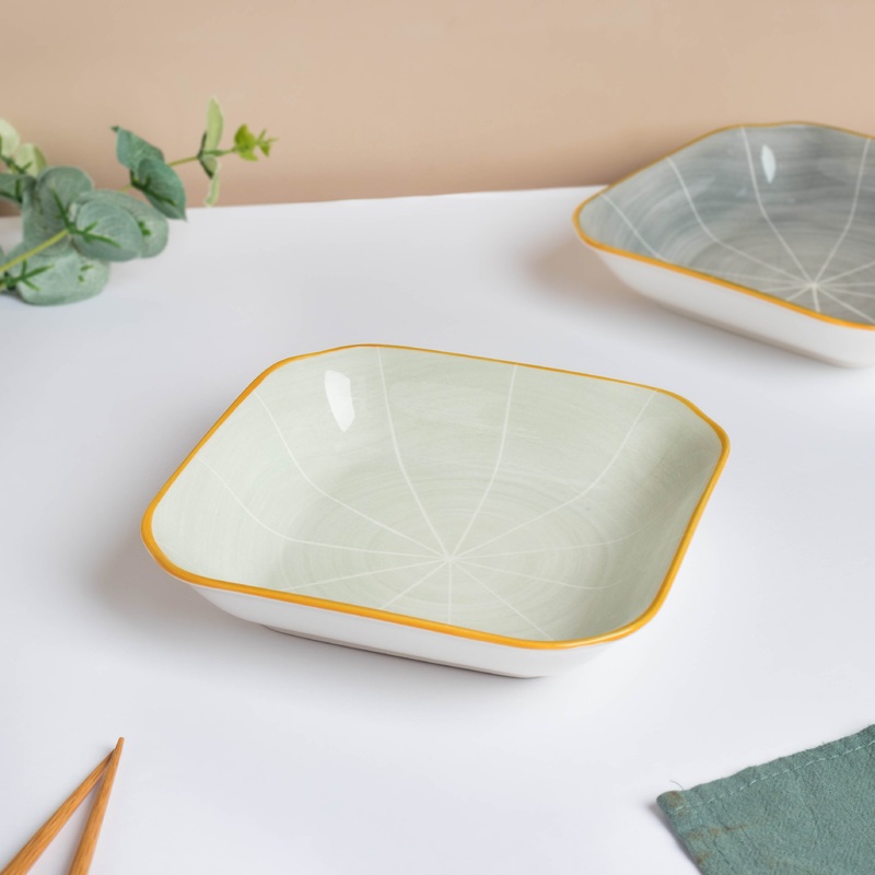 Willow Light Grey Square Ceramic Snack Plate