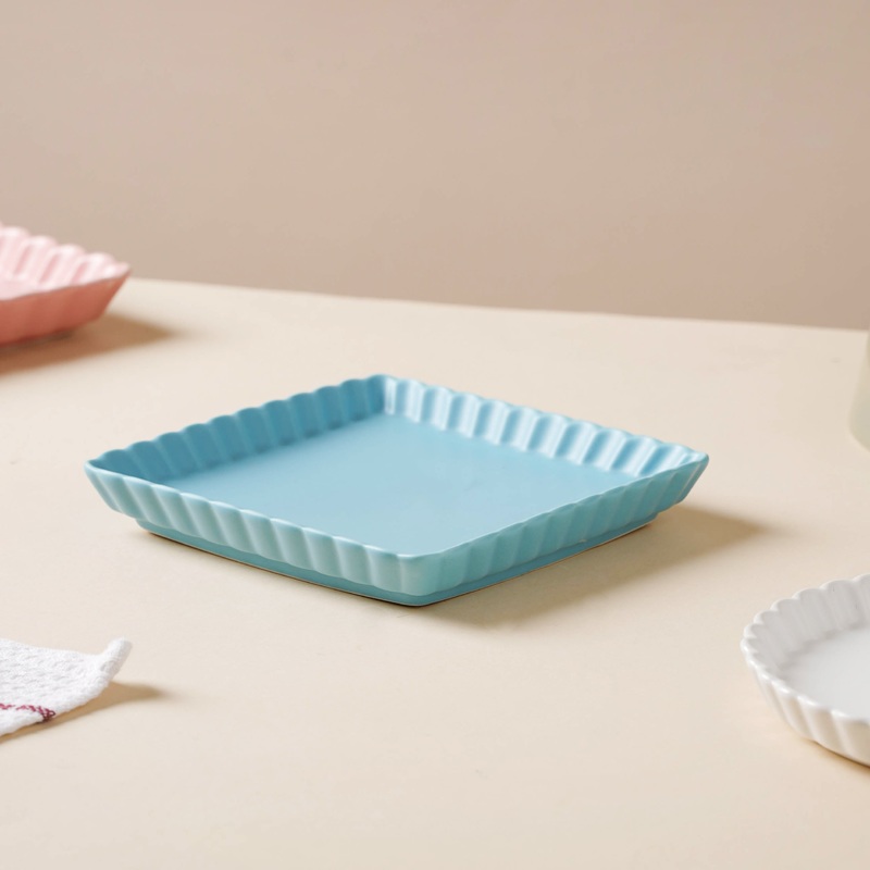 Blue Muffin Square Snack Dish 6 Inch