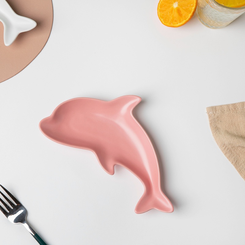 Candy Pink Dolphin Snack Plate 8 Inch