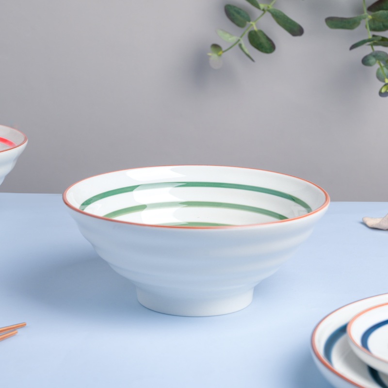 Green Illusion Ceramic Serving Bowl