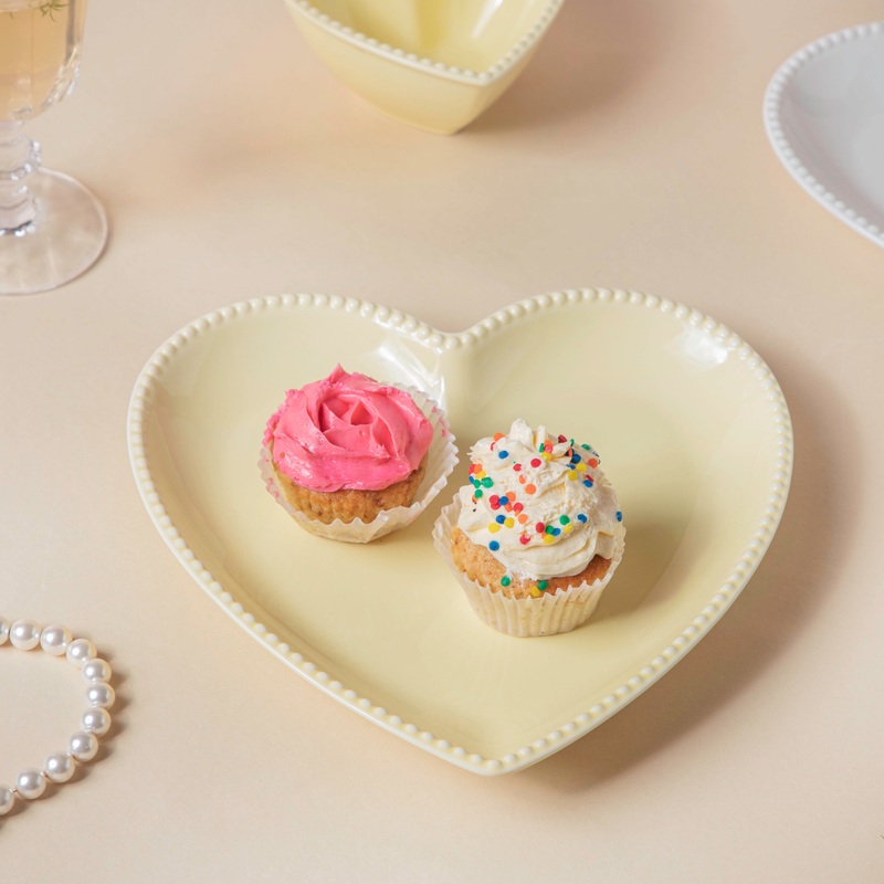 Heart Snack Plate Pastel Yellow