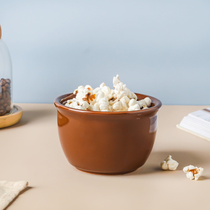 Riona Ceramic Snack Bowl Brown 300 ml