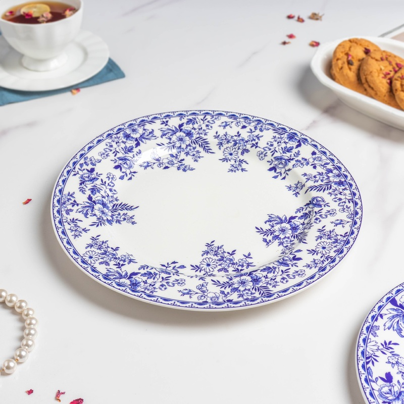 Riona Floral Dinner Plate Blue And White 10 Inch