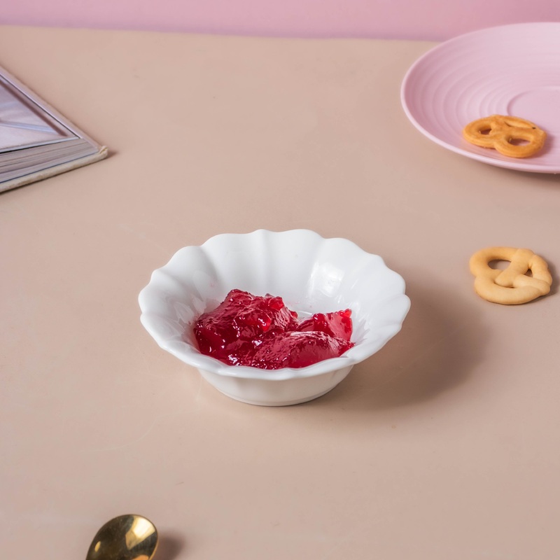 Riona Flower Ceramic Dip Bowl White