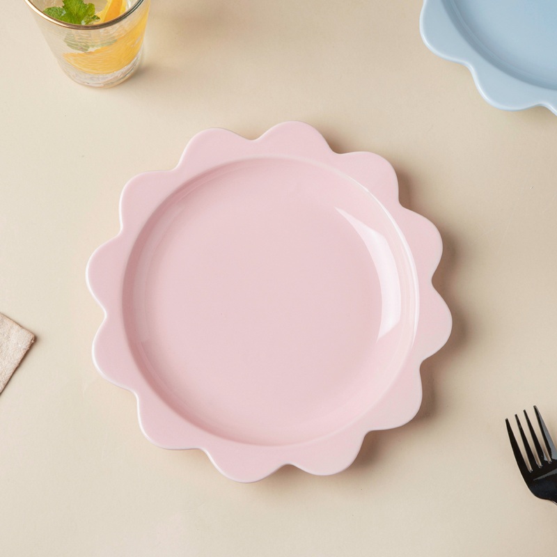 Rosette Ceramic Snack Plate Pink 8.5 Inch