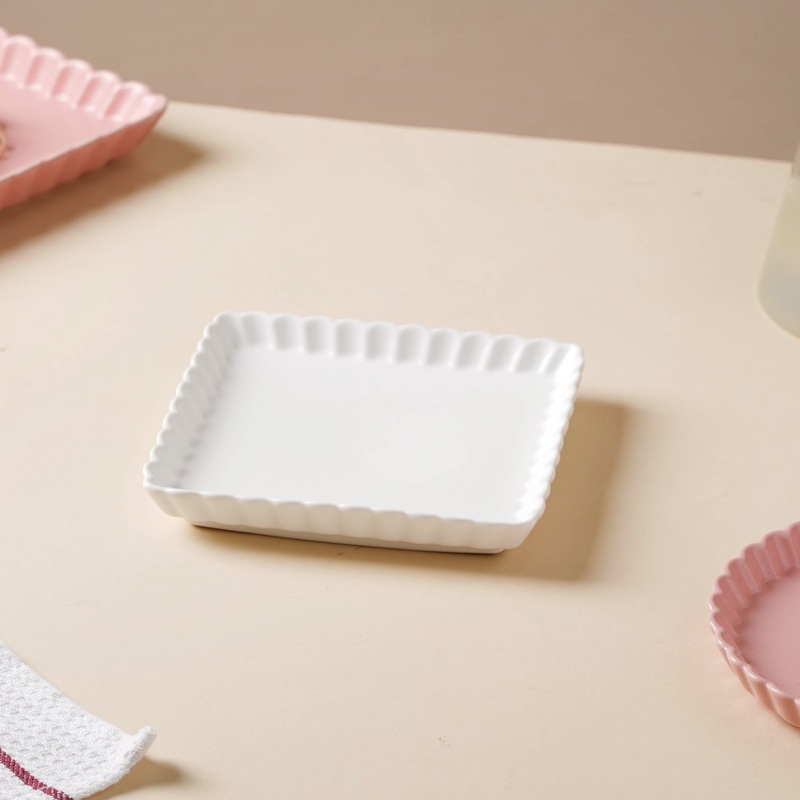 Snow White Square Snack Dish 6 Inch