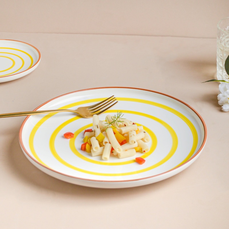 Spiral Dinner Plate Yellow 10 Inch