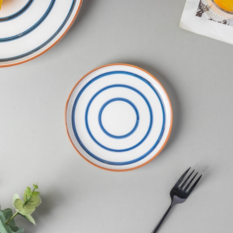Spiral Snack Plate Blue 6 Inch