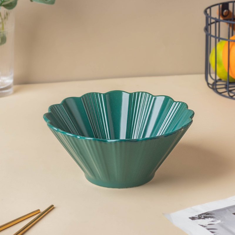 Teal Tantrum Fluted Ramen Bowl 600 ml