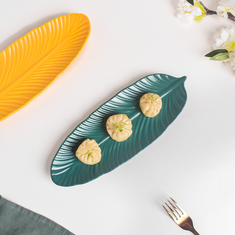 Teal Tantrum Leaf Platter