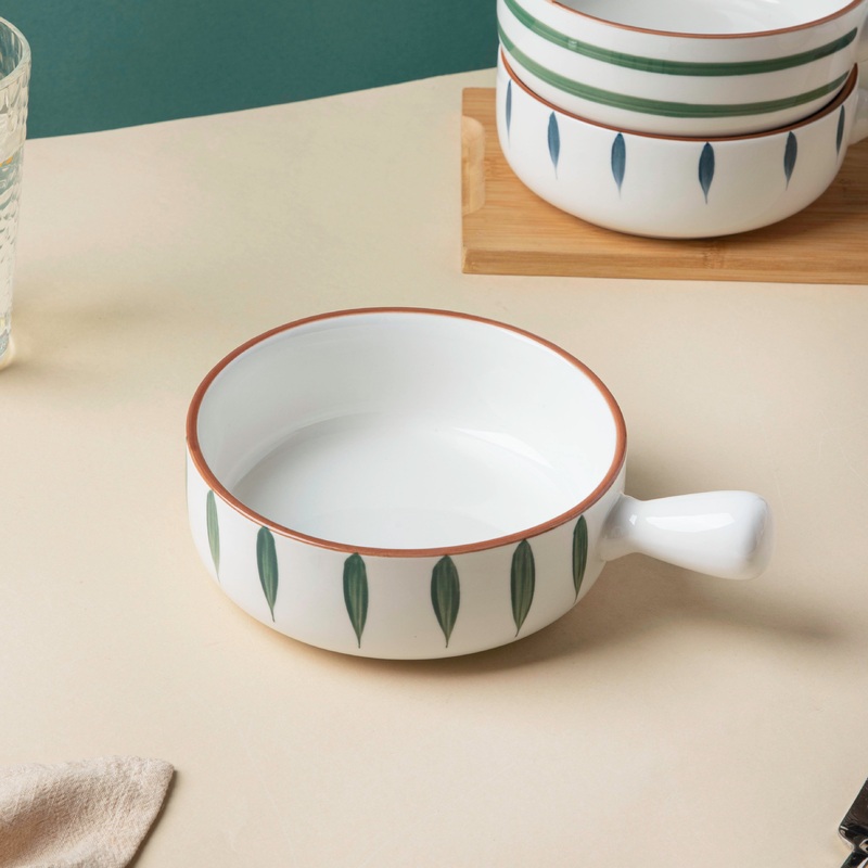 Teardrop Baking Bowl With Handle Green