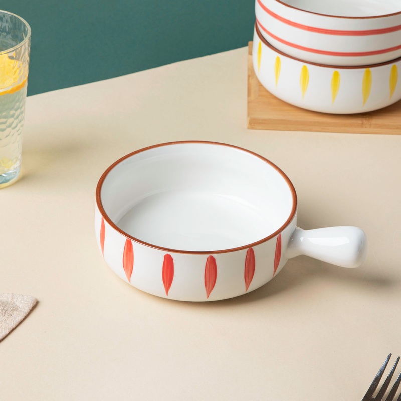 Teardrop Baking Bowl With Handle Red
