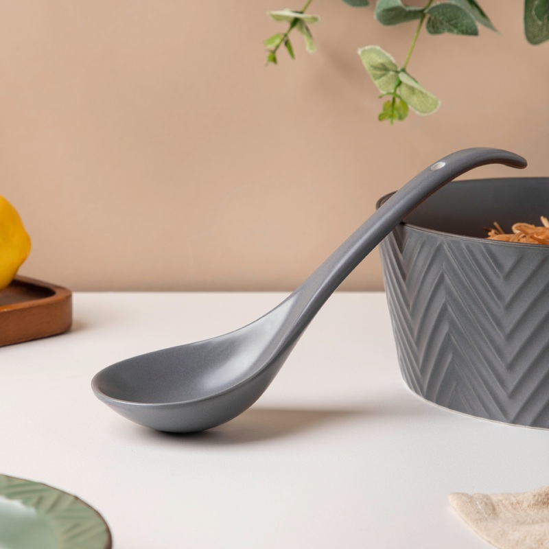 Asphalt Grey Ceramic Serving Spoon