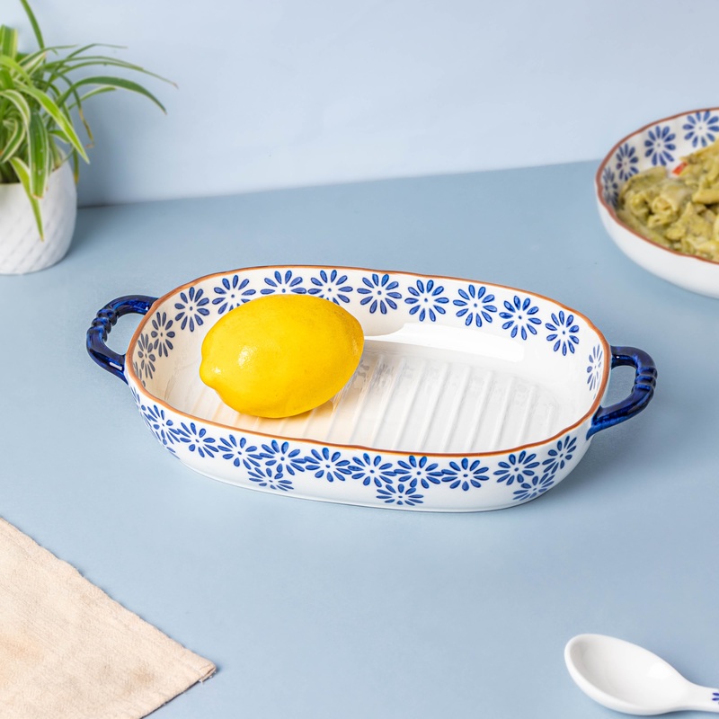 Blue Daisy Baking Bowl 10 Inch Large