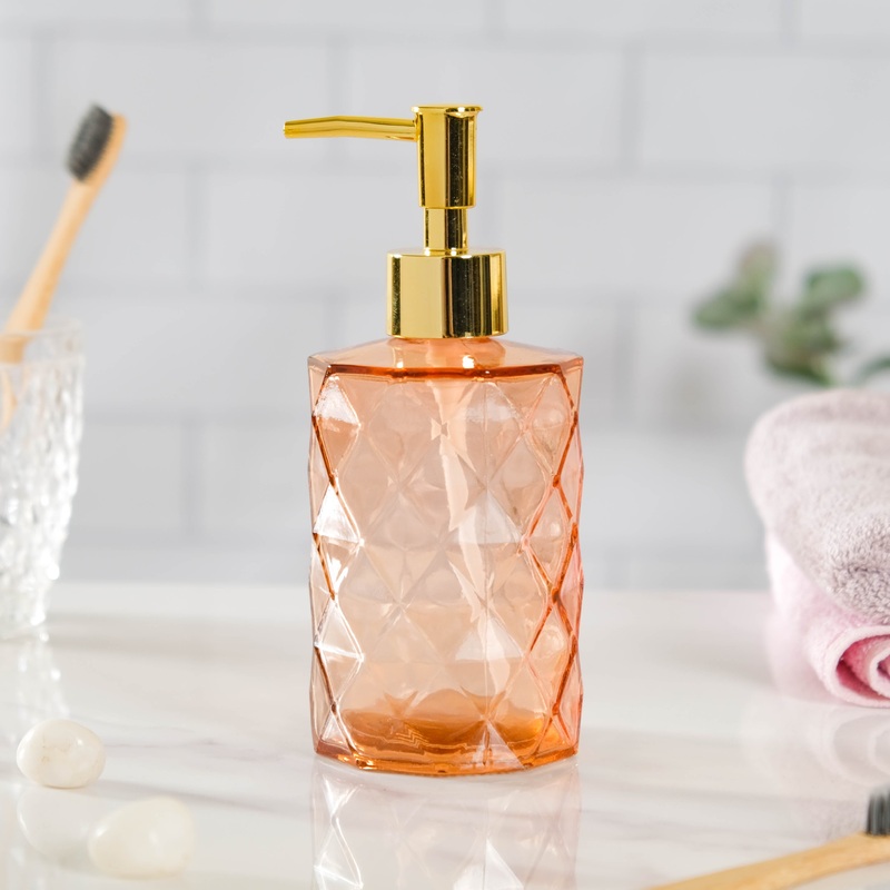 Caramel Amber Textured Glass Dispenser with Nozzle