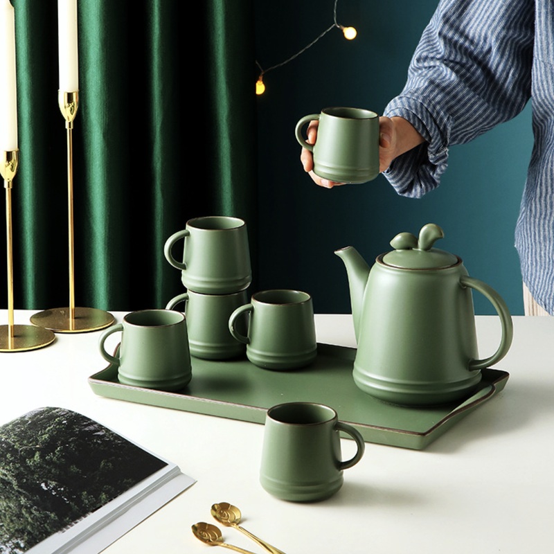 Fern Green Ceramic Teaware Set Of 6
