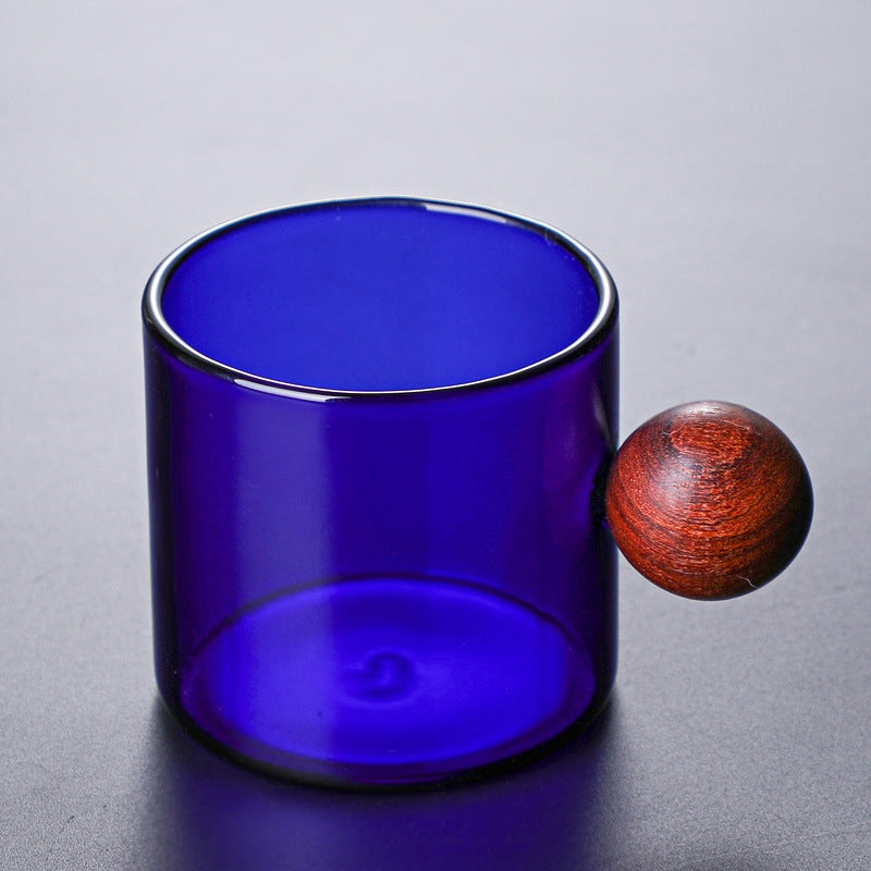 Glass Mug Blue With Knob Handle Small